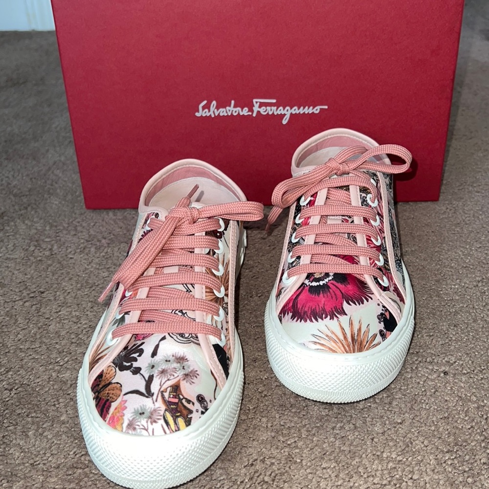 printed salvatore ferragamo shoes. super cute and comfy only worn once